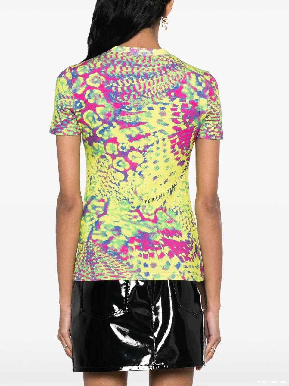 Cheap Versace Women printed cotton Couture Jeans T-shirt 0812